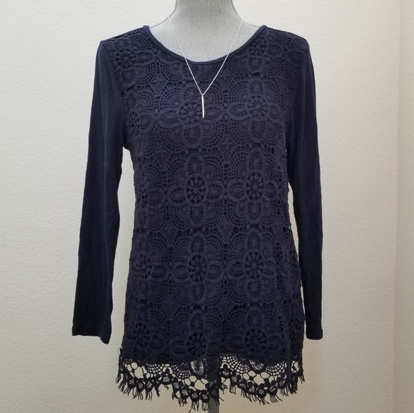 J. Crew Tops - EUC J. Crew Blue Lace Front T-Shirt
